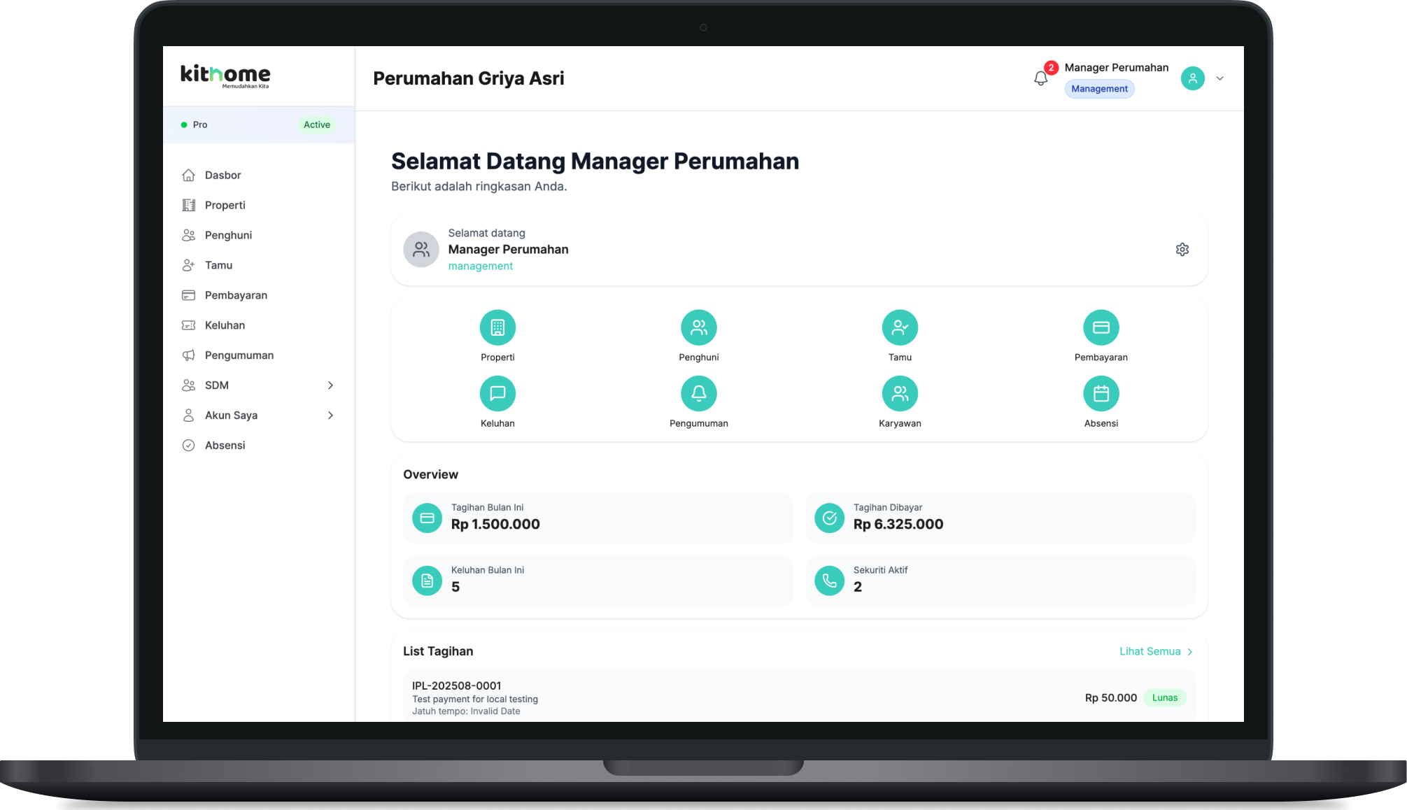 KitHome Dashboard Mockup